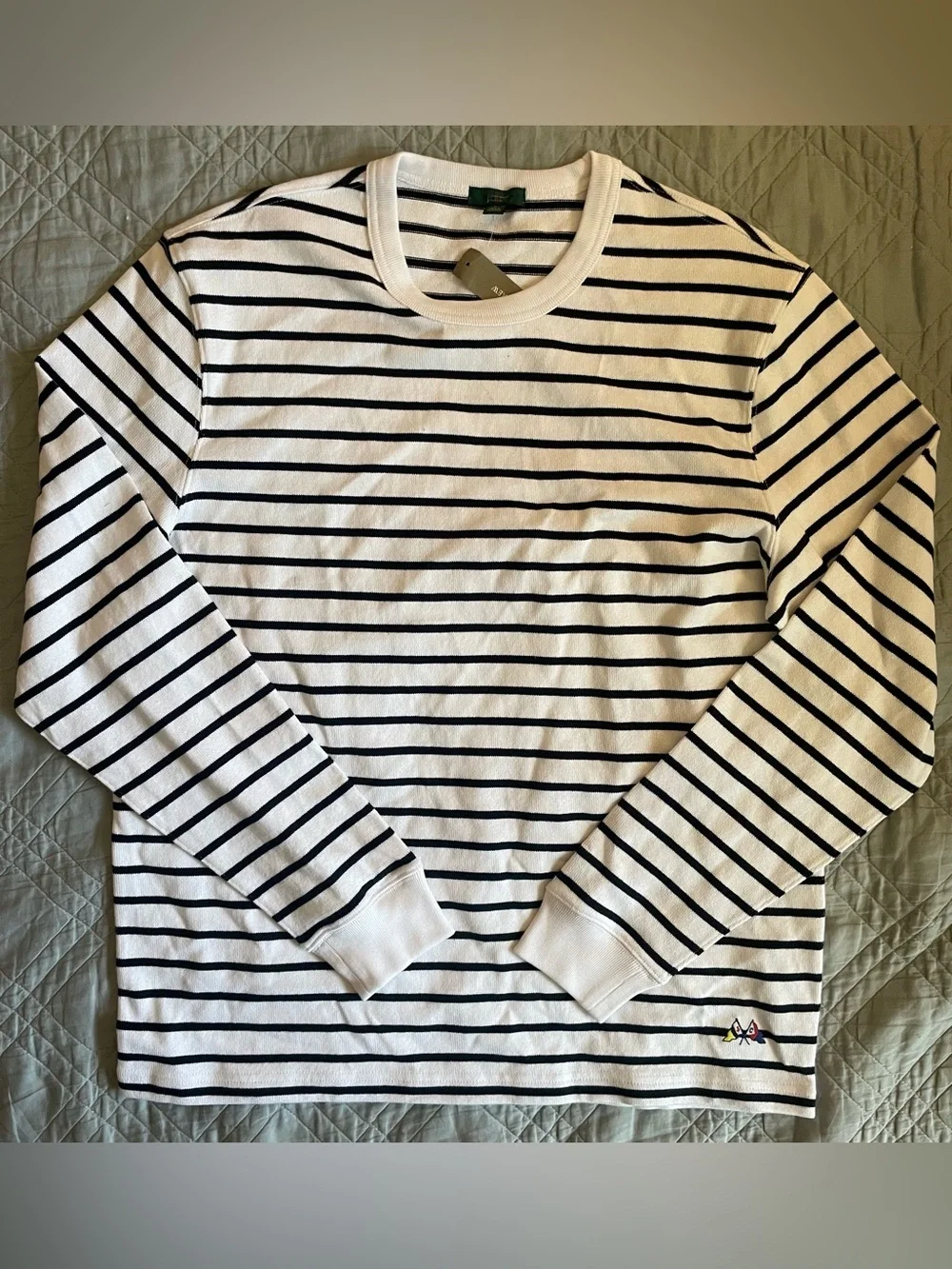 J. CREW Long-sleeve crewneck in striped maritime jersey Size L $98 NWT CR195